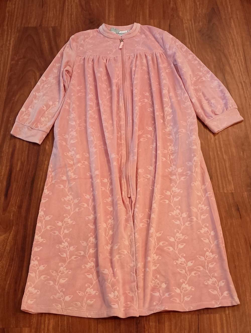 National Long Pink Floral Zip-Front Sleep Gown